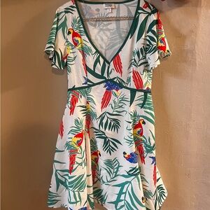 Tropical Parrot Print Dress
